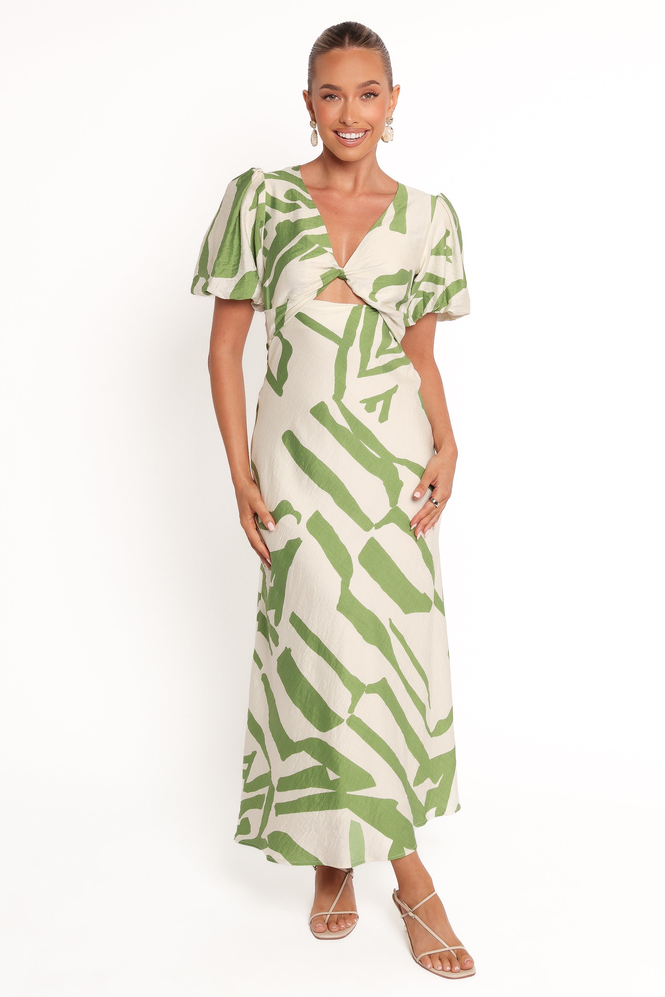 DRESSES Ginevra Maxi Dress - Cream/Green