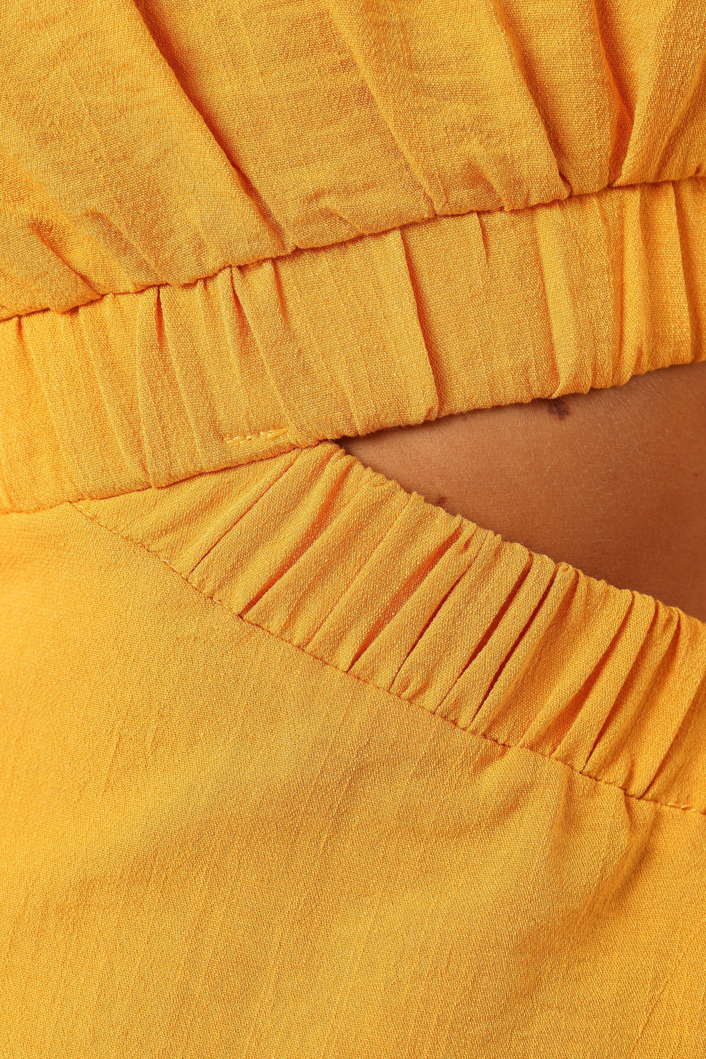 DRESSES Ginnee Puff Sleeve Cutout Midi Dress - Mustard