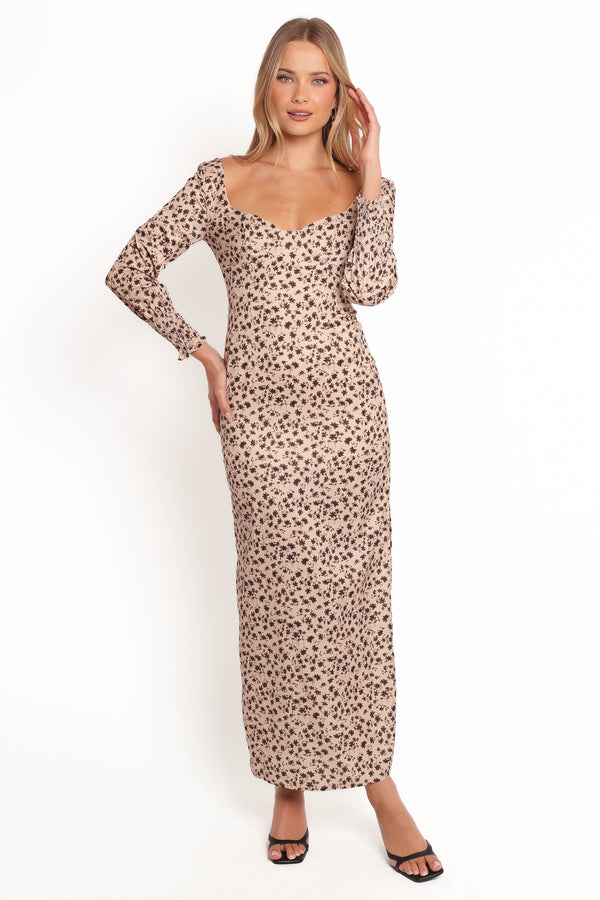 DRESSES Gisella Long Sleeve Midi - Brown Floral
