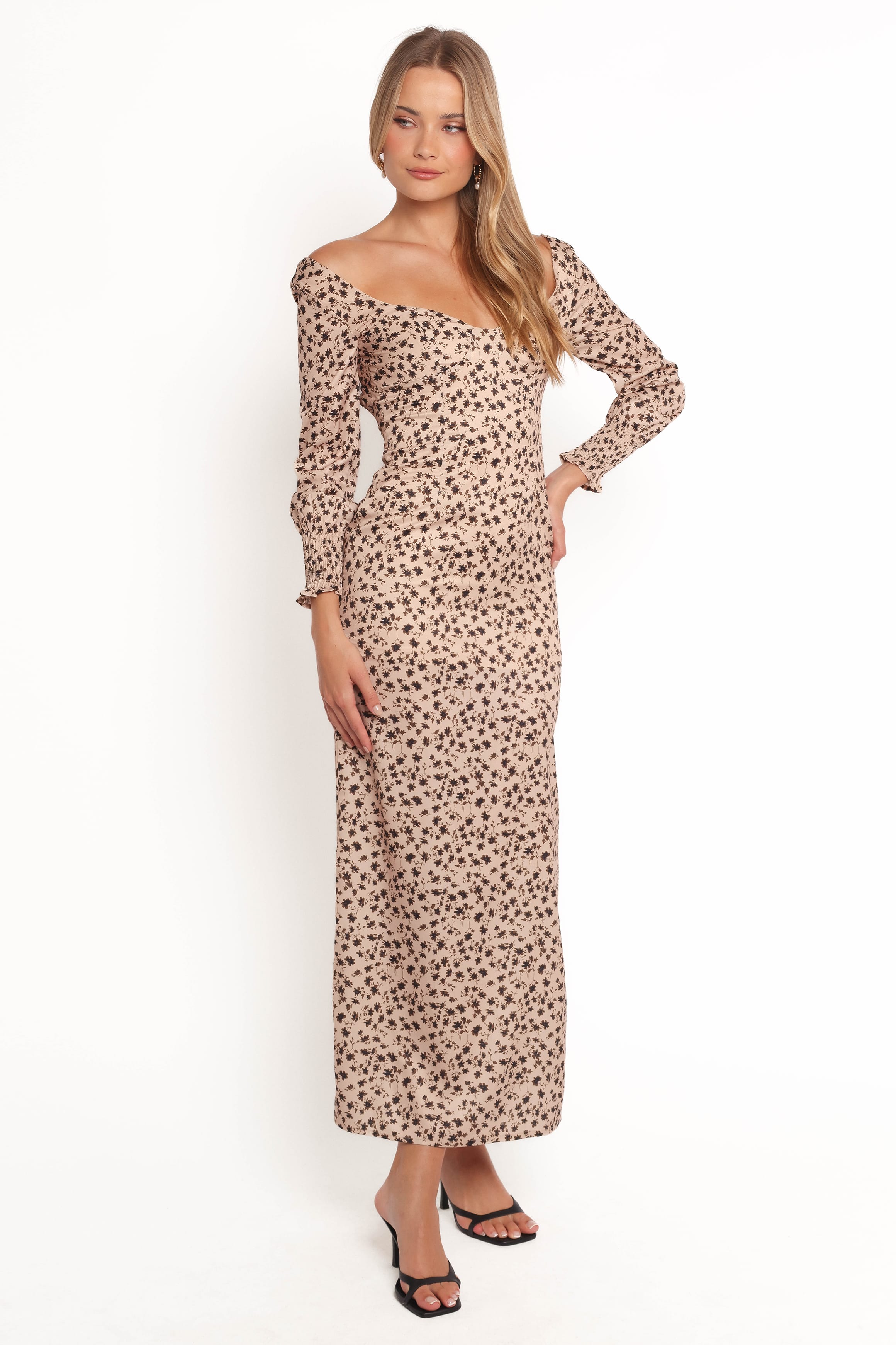 DRESSES Gisella Long Sleeve Midi - Brown Floral