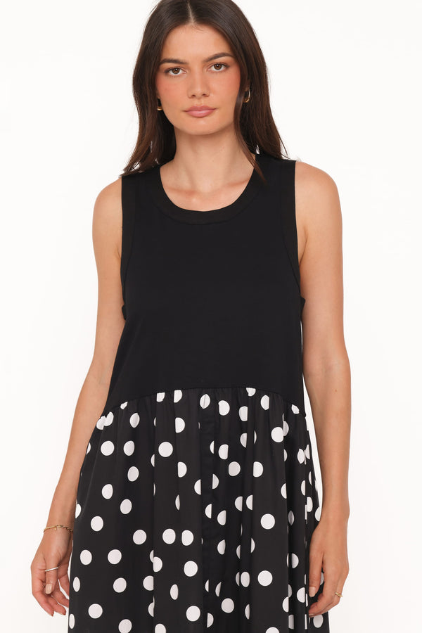 DRESSES Glenda Maxi Dress - Black Polka Dot