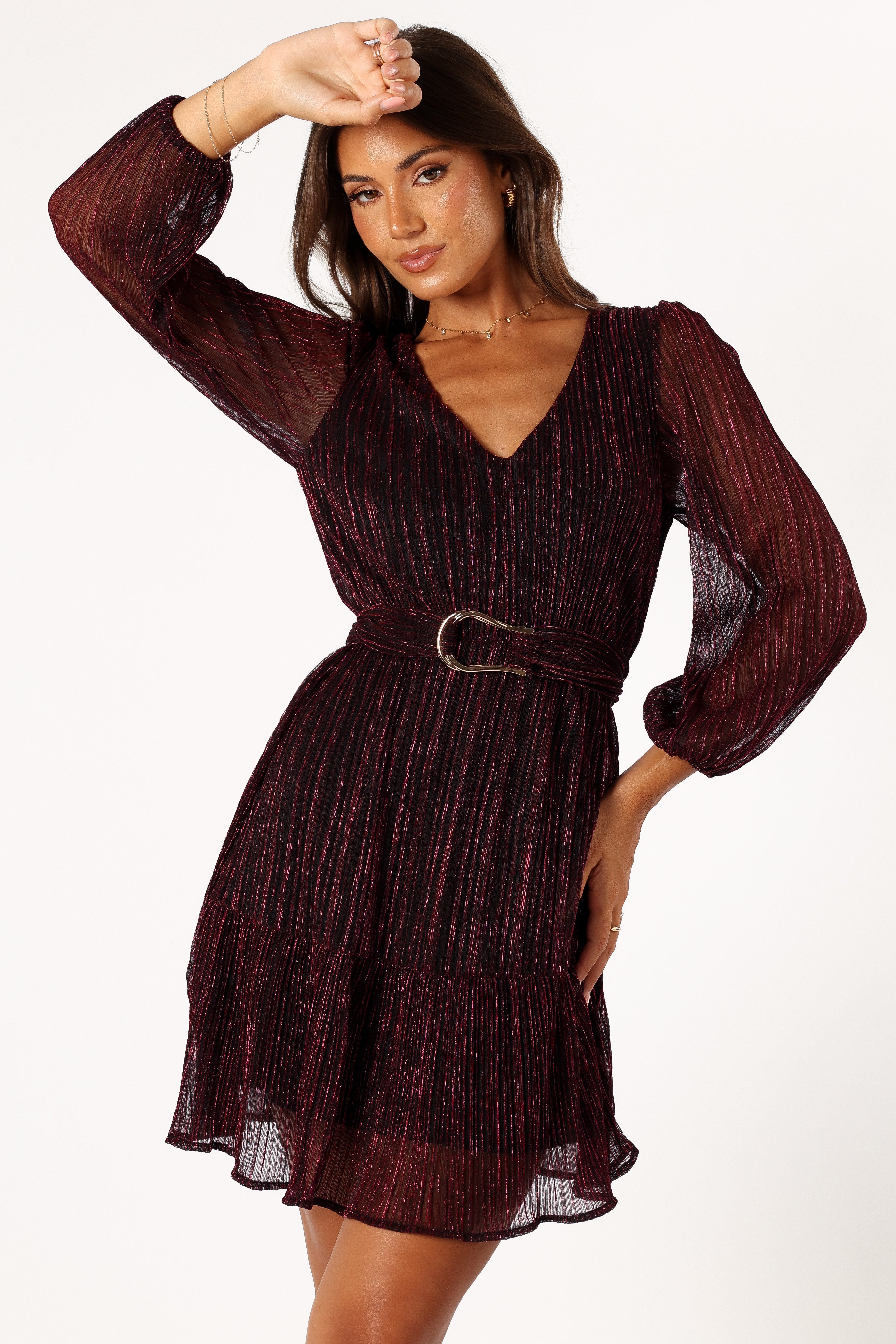 DRESSES @Glimmer Long Sleeve Mini Dress - Pink (hold for V Day)