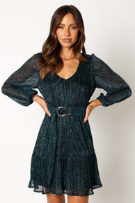 DRESSES @Glimmer Longsleeve Mini Dress - Blue