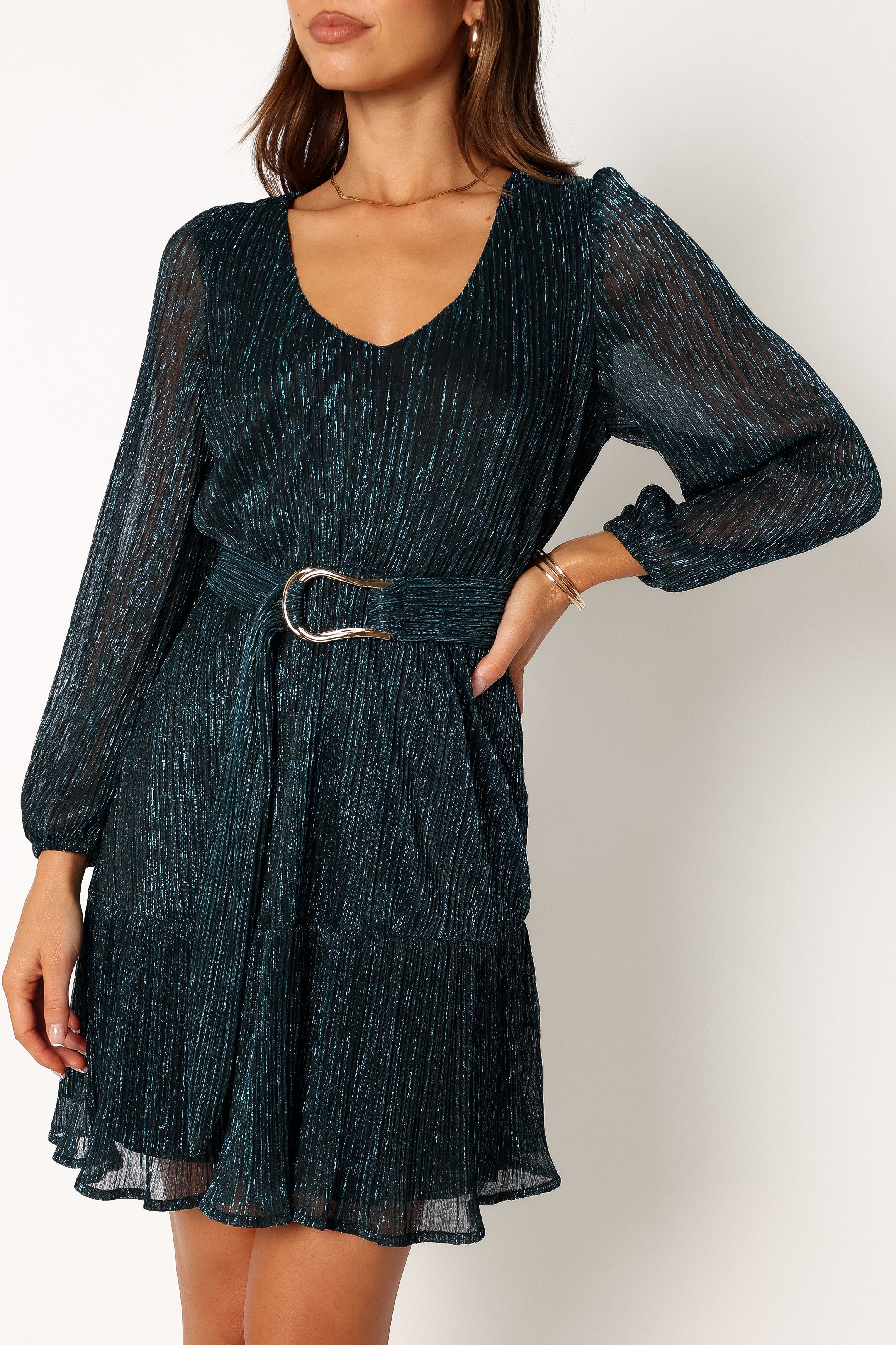 DRESSES @Glimmer Longsleeve Mini Dress - Blue