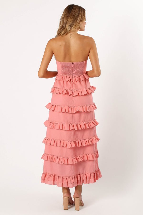 DRESSES @Gloria Strapless Maxi Dress - Coral Pink