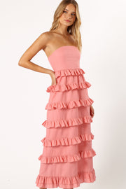 DRESSES @Gloria Strapless Maxi Dress - Coral Pink