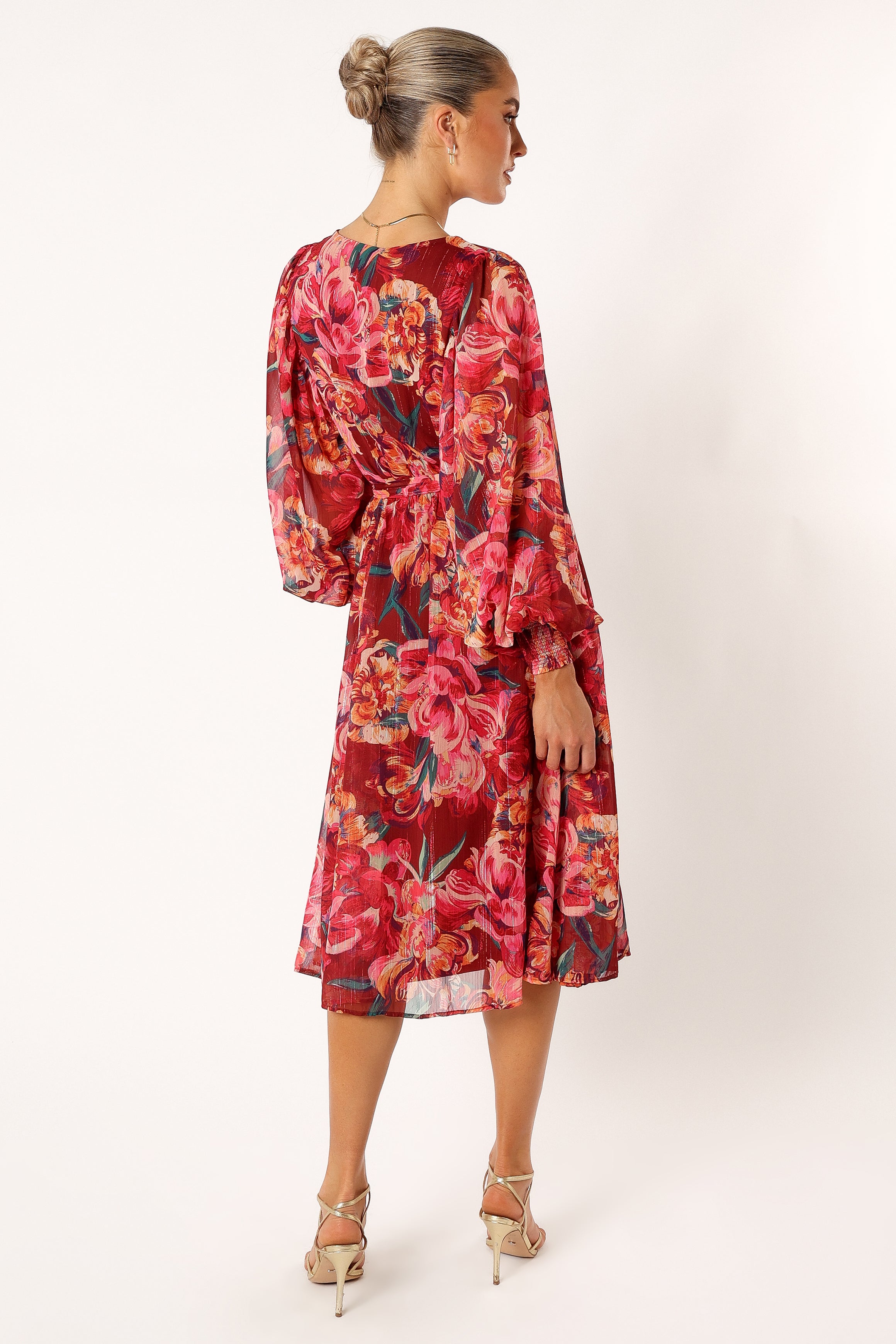 DRESSES @Goldie Longsleeve Maxi Dress - Red Floral