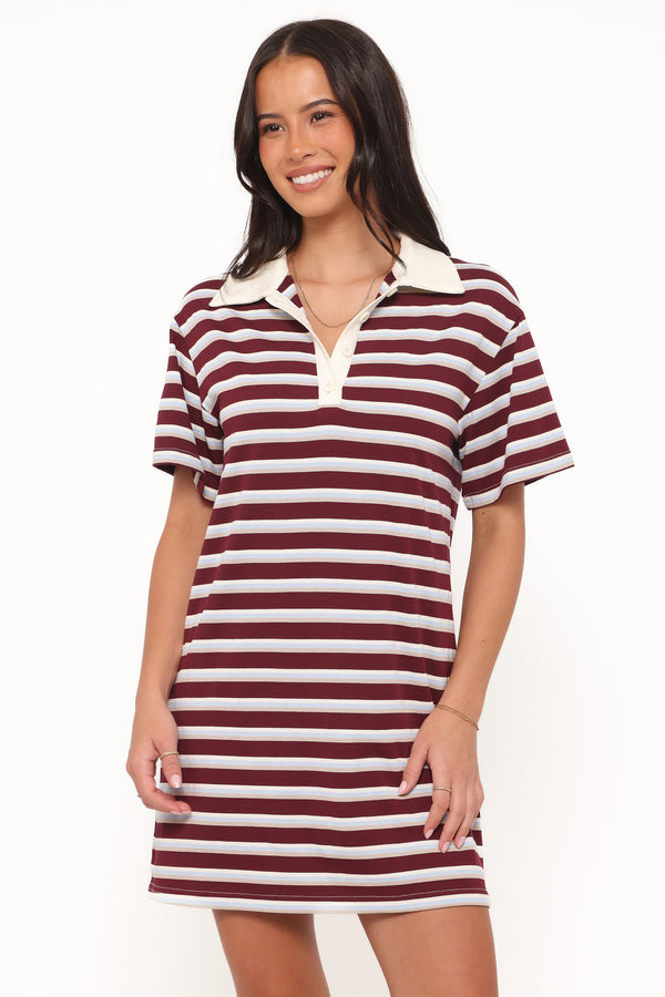 DRESSES Gordie Mini Dress - Burgundy Stripe