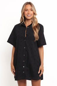 DRESSES Grady Collared Shirt Dress - Black
