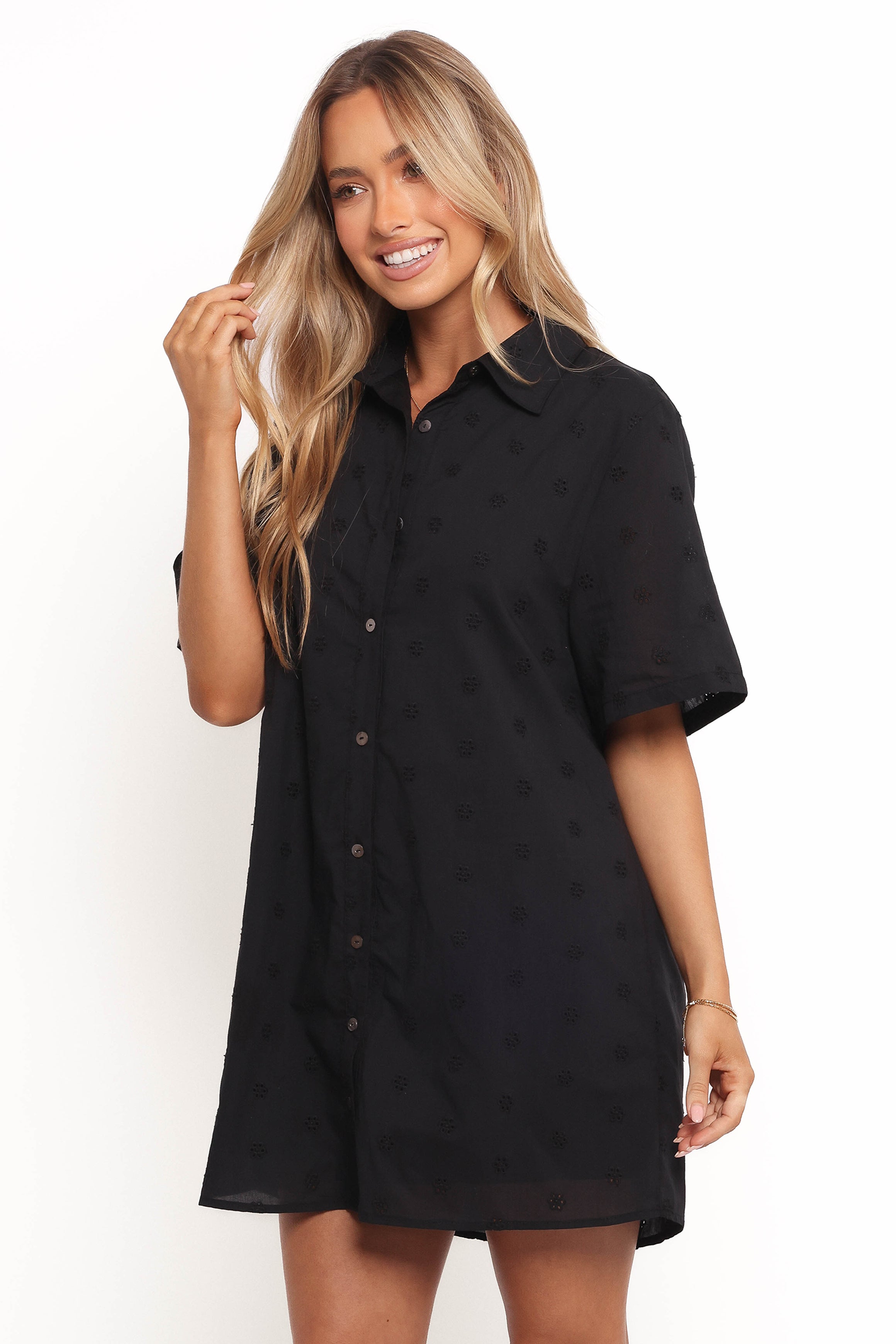 DRESSES Grady Collared Shirt Dress - Black