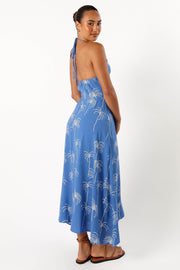 DRESSES @Granger Halterneck Midi Dress - Blue White