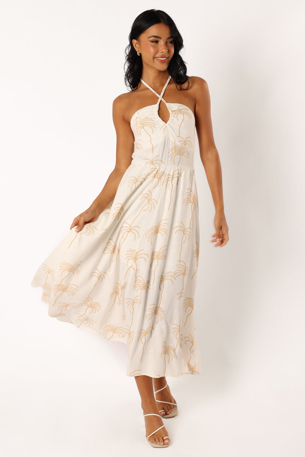DRESSES @Granger Halterneck Midi Dress - White Print
