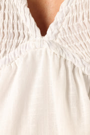 DRESSES @Grecca Puff Sleeve Mini Dress - White