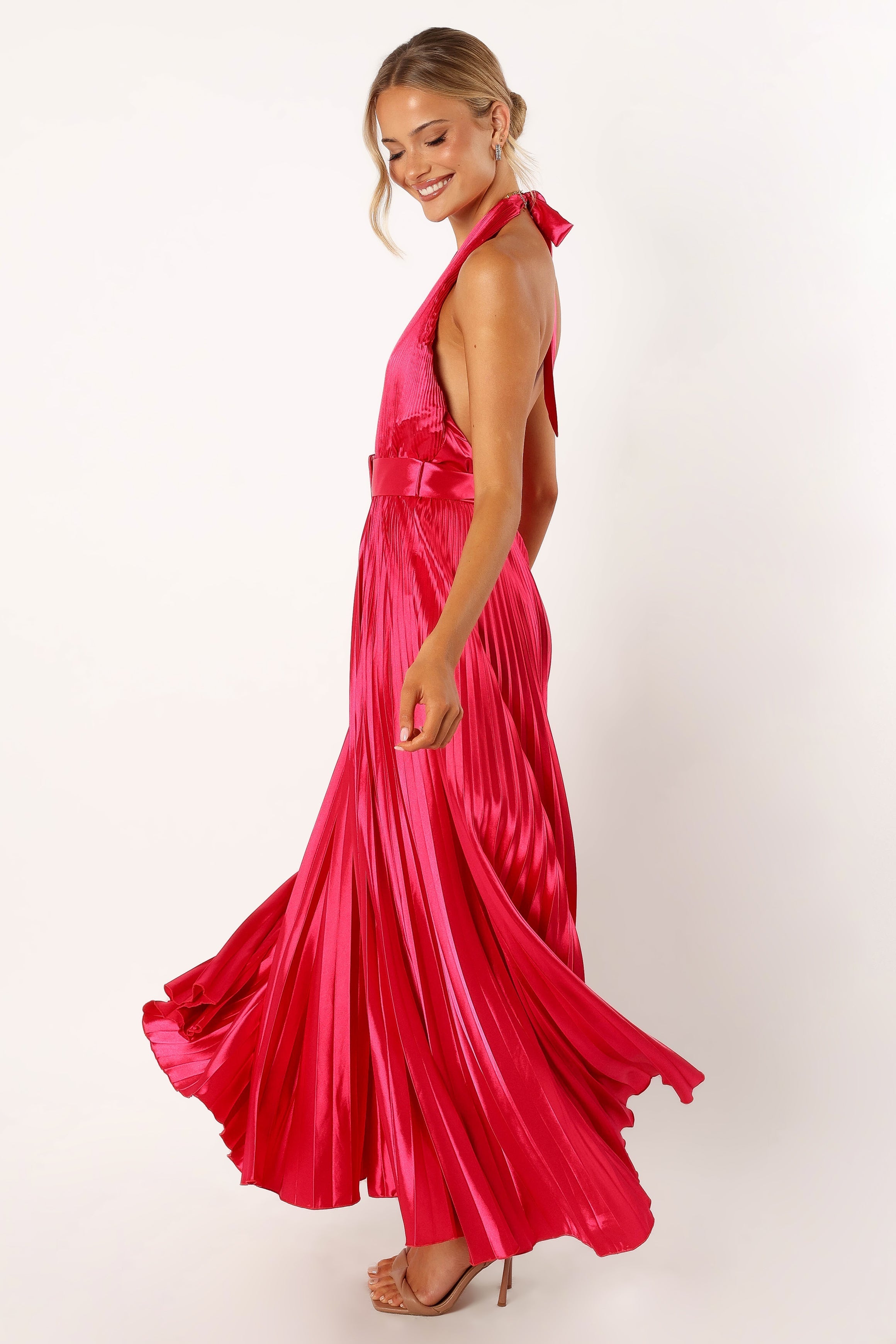 DRESSES @Greta Halterneck Maxi Dress - Magenta