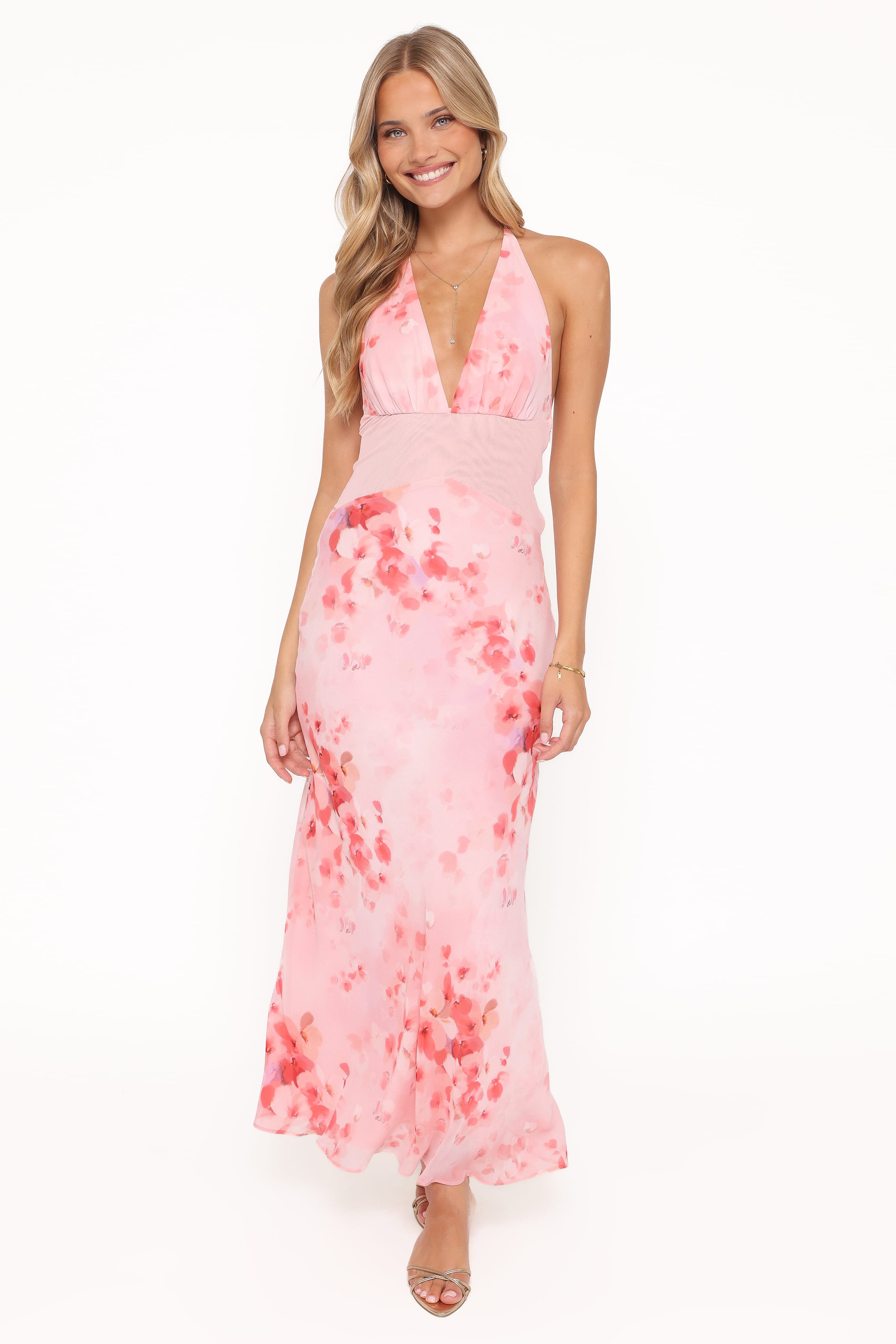 DRESSES Gwyneth Halterneck Maxi Dress - Pink Floral