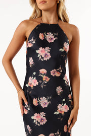 DRESSES @Hadley Halterneck Maxi Dress - Black Floral (Hold for Modern Romance)