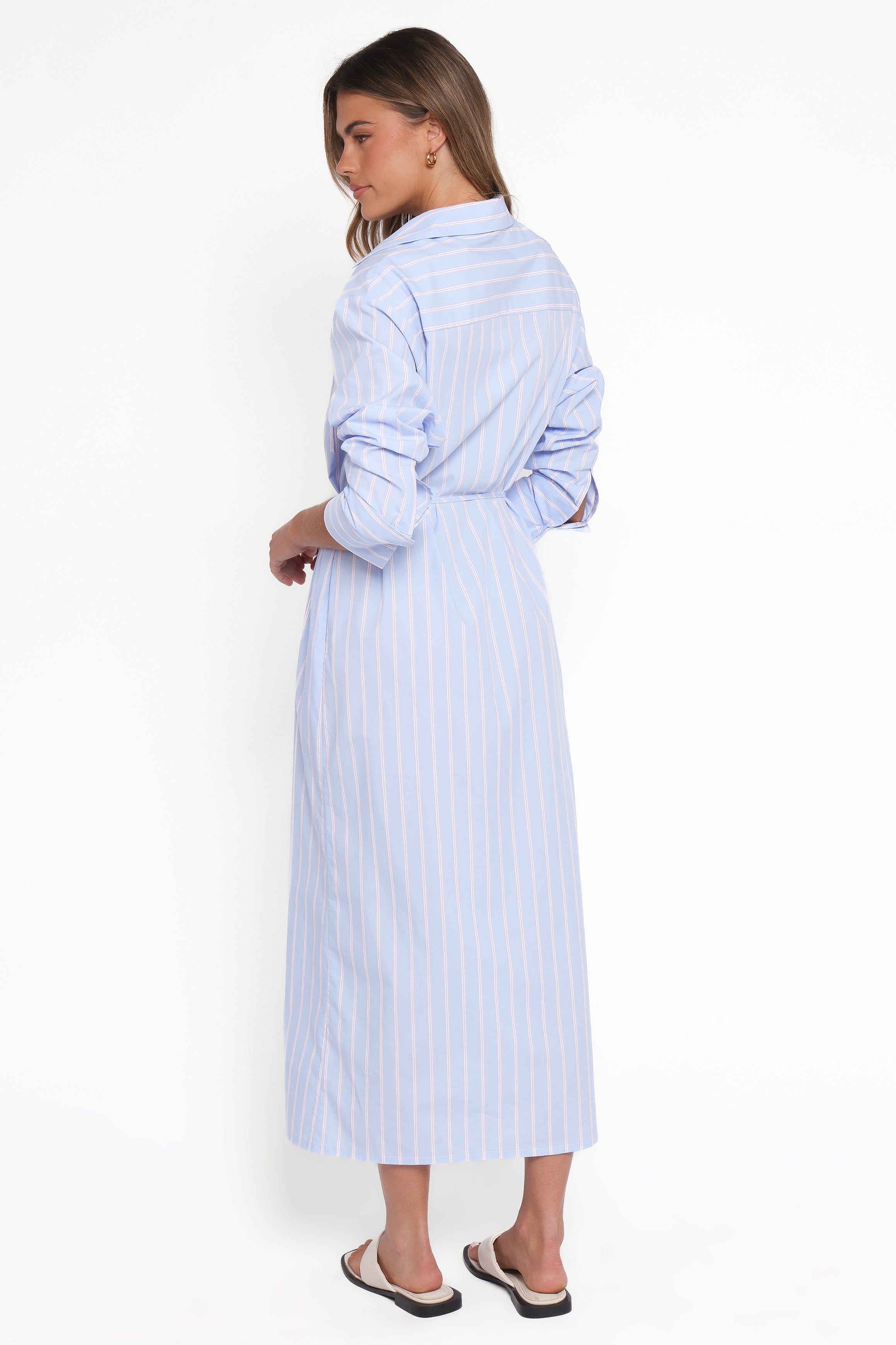 DRESSES Harlan Long Sleeve Midi Dress - Blue Pink Stripe