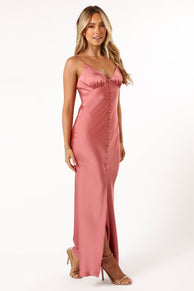 DRESSES @Harlow Button Down Midi Slip Dress - Dusty Rose (Hold for Modern Romance)