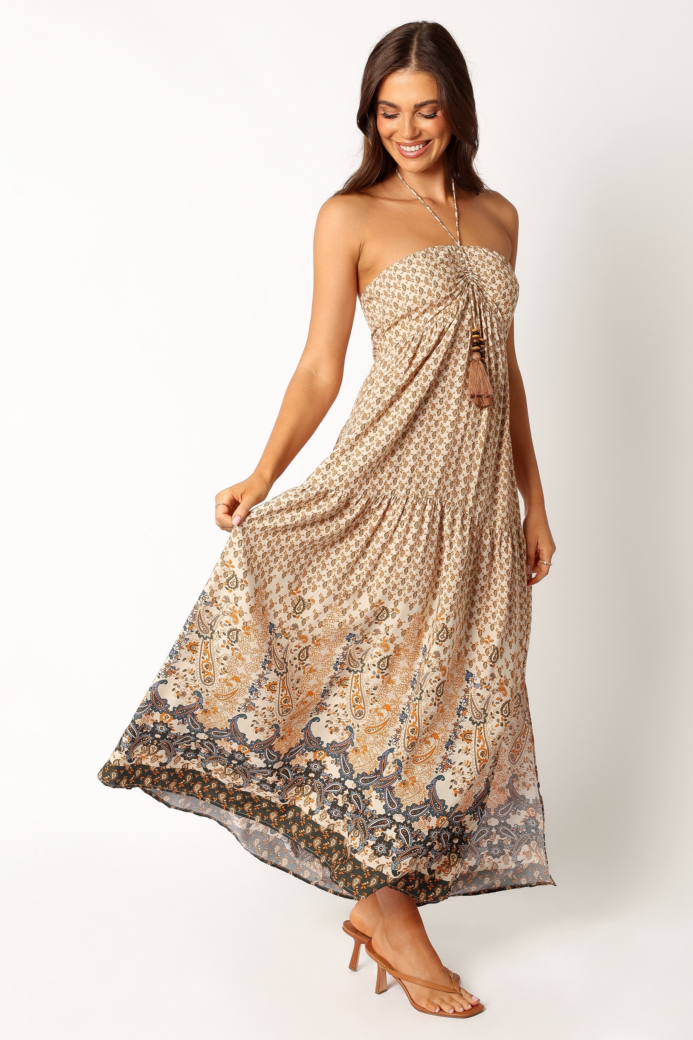 DRESSES @Harlow Halterneck Maxi Dress - Multicoloured