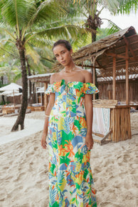 DRESSES Harriet Off Shoulder Maxi Dress - Malta Print