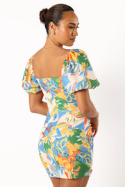 DRESSES @Harriet Puff Sleeve Mini Dress - Malta Print