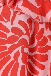 DRESSES @Harris Frill Sleeve Midi Dress - Red Pink