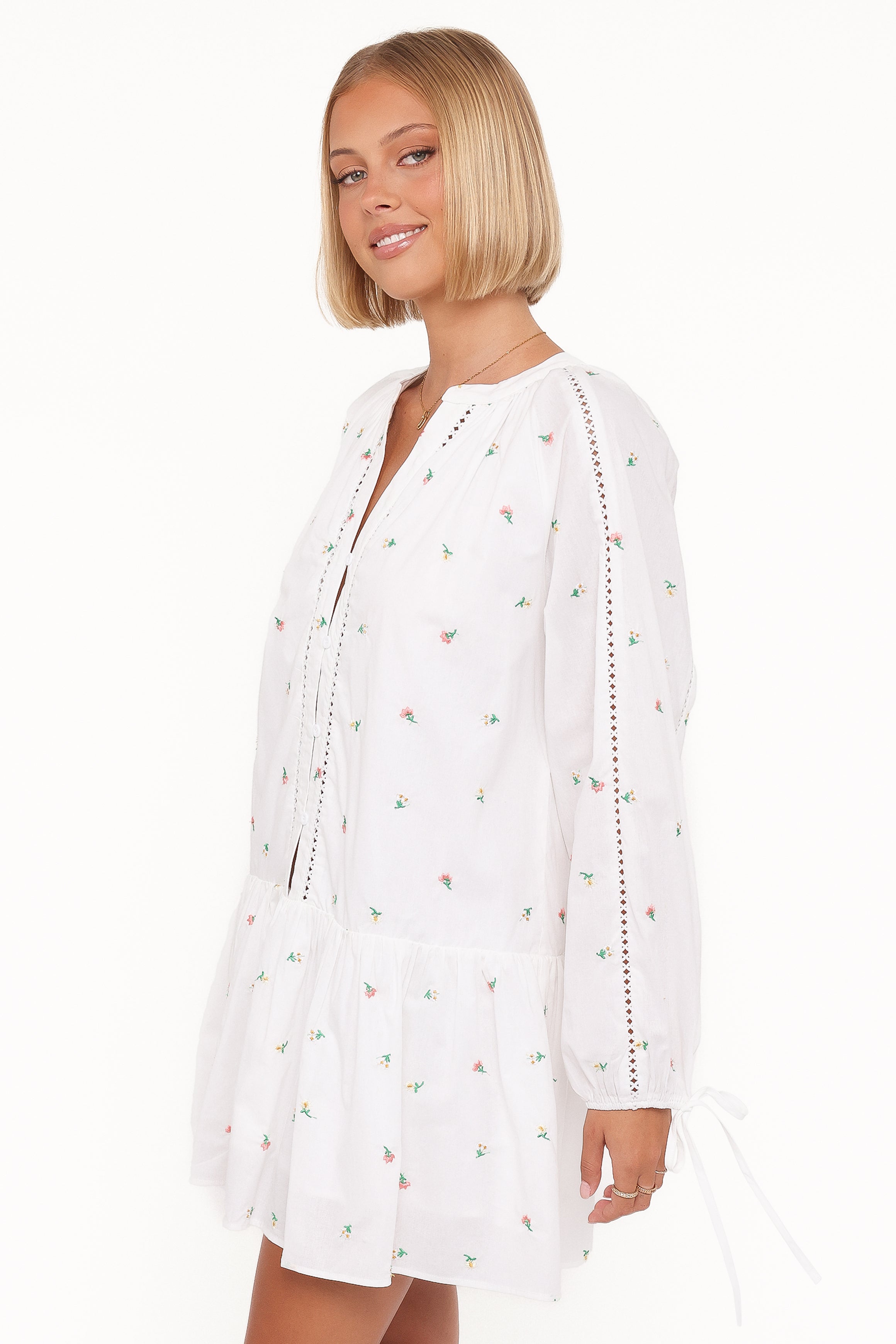 DRESSES Hart Long Sleeve Mini Dress - White Floral