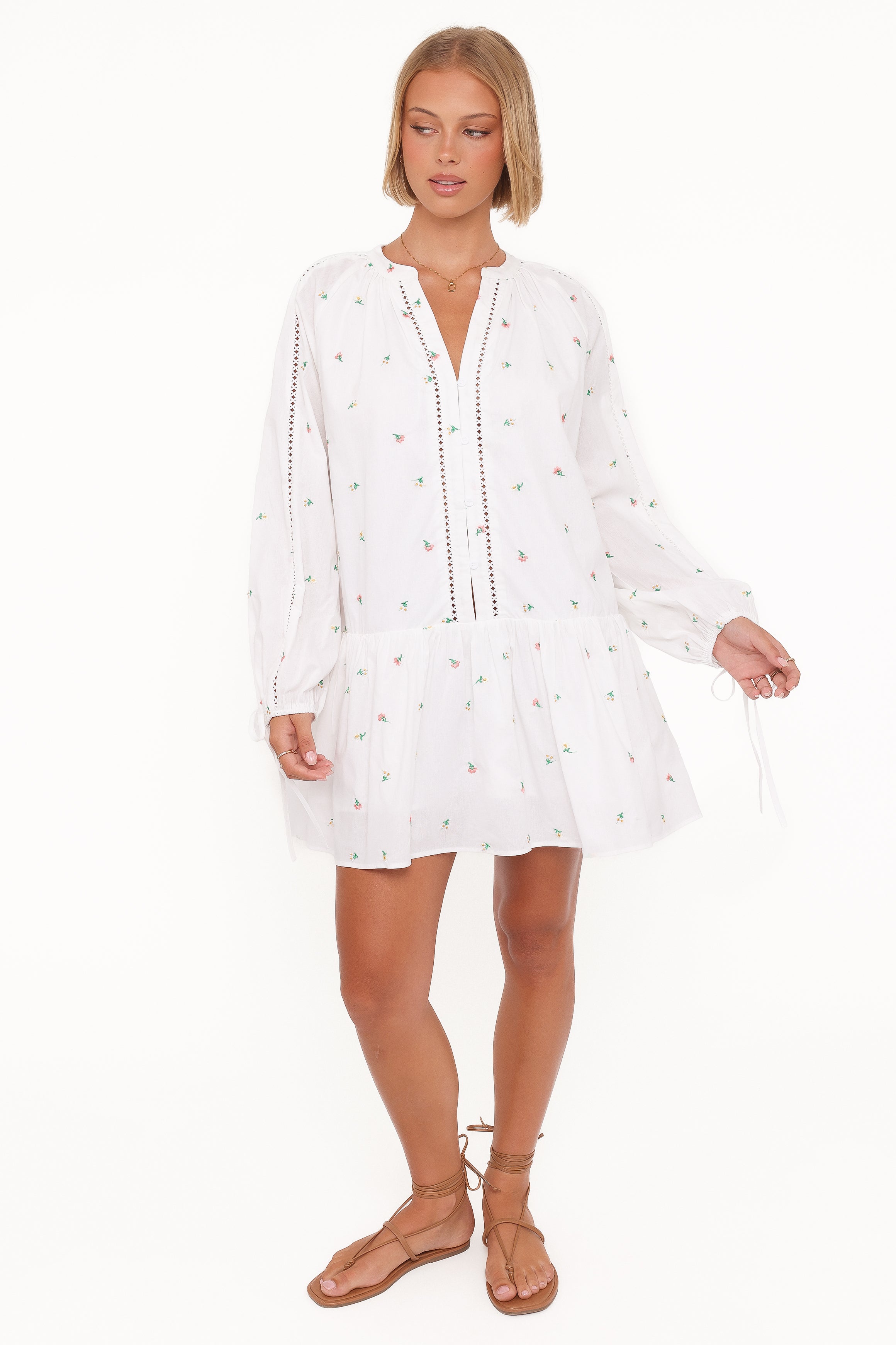 DRESSES Hart Long Sleeve Mini Dress - White Floral