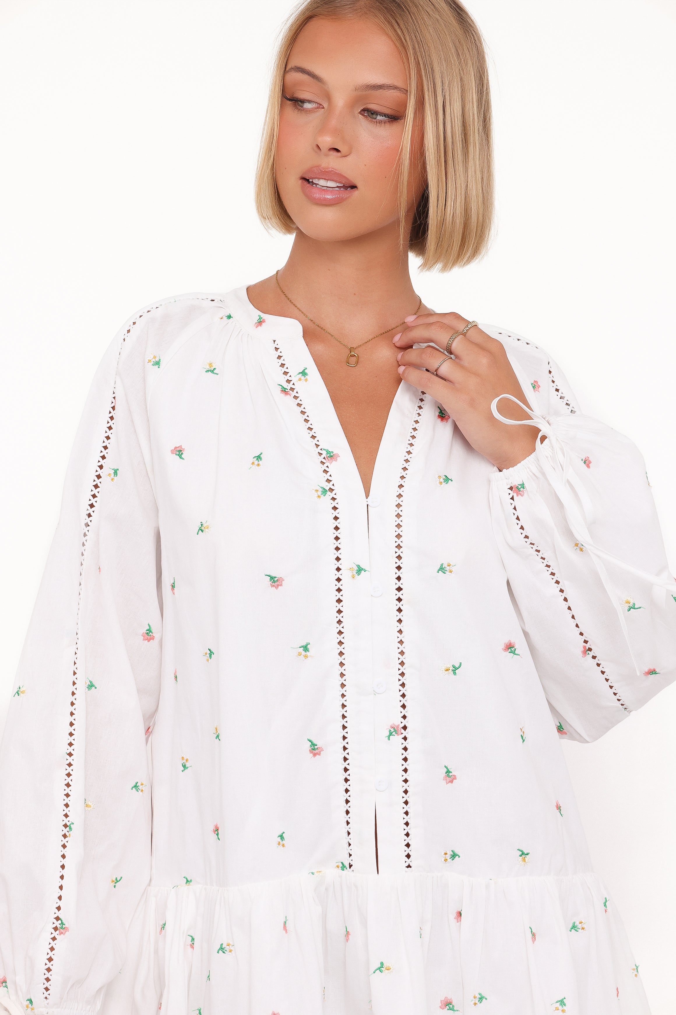 DRESSES Hart Long Sleeve Mini Dress - White Floral