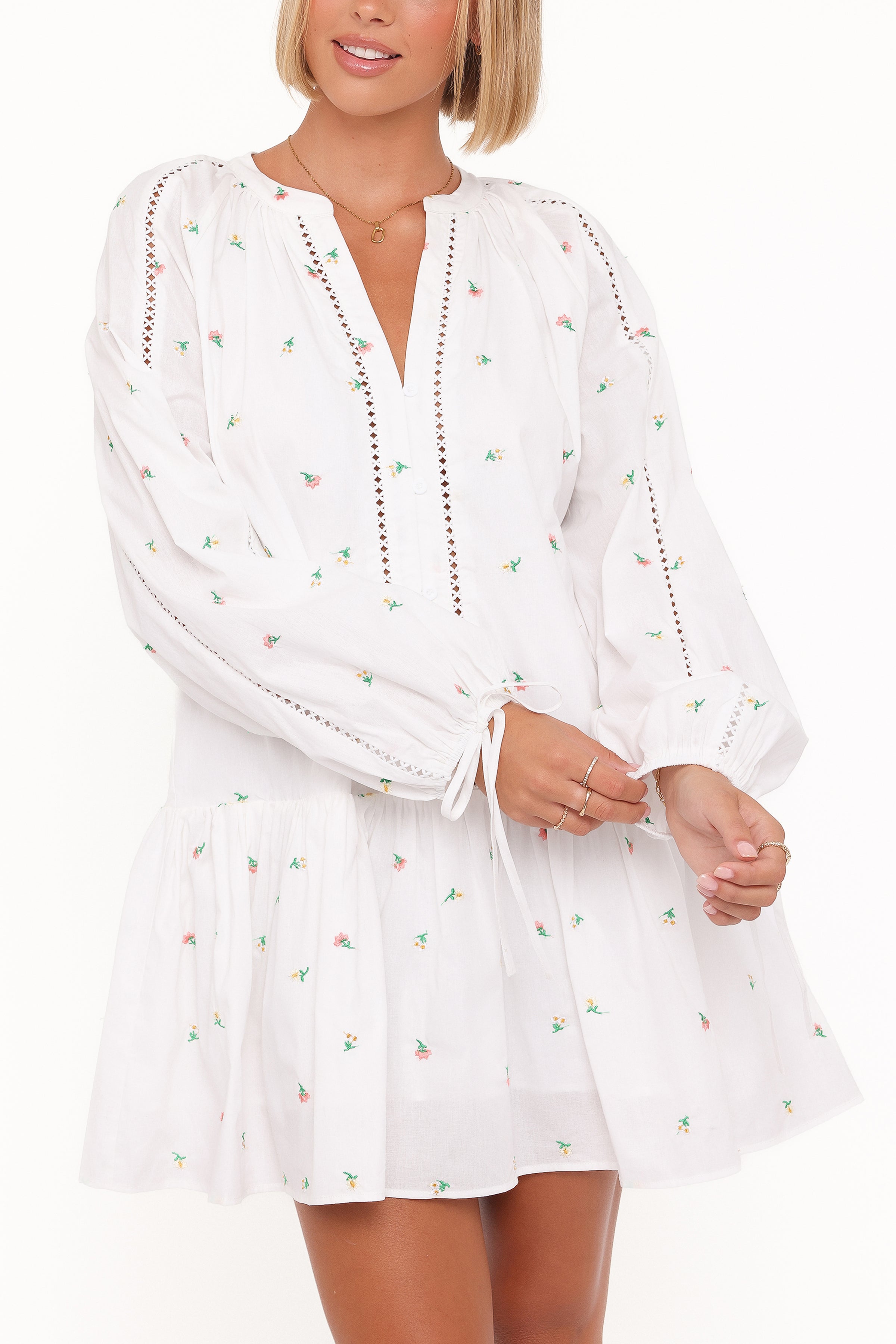 DRESSES Hart Long Sleeve Mini Dress - White Floral