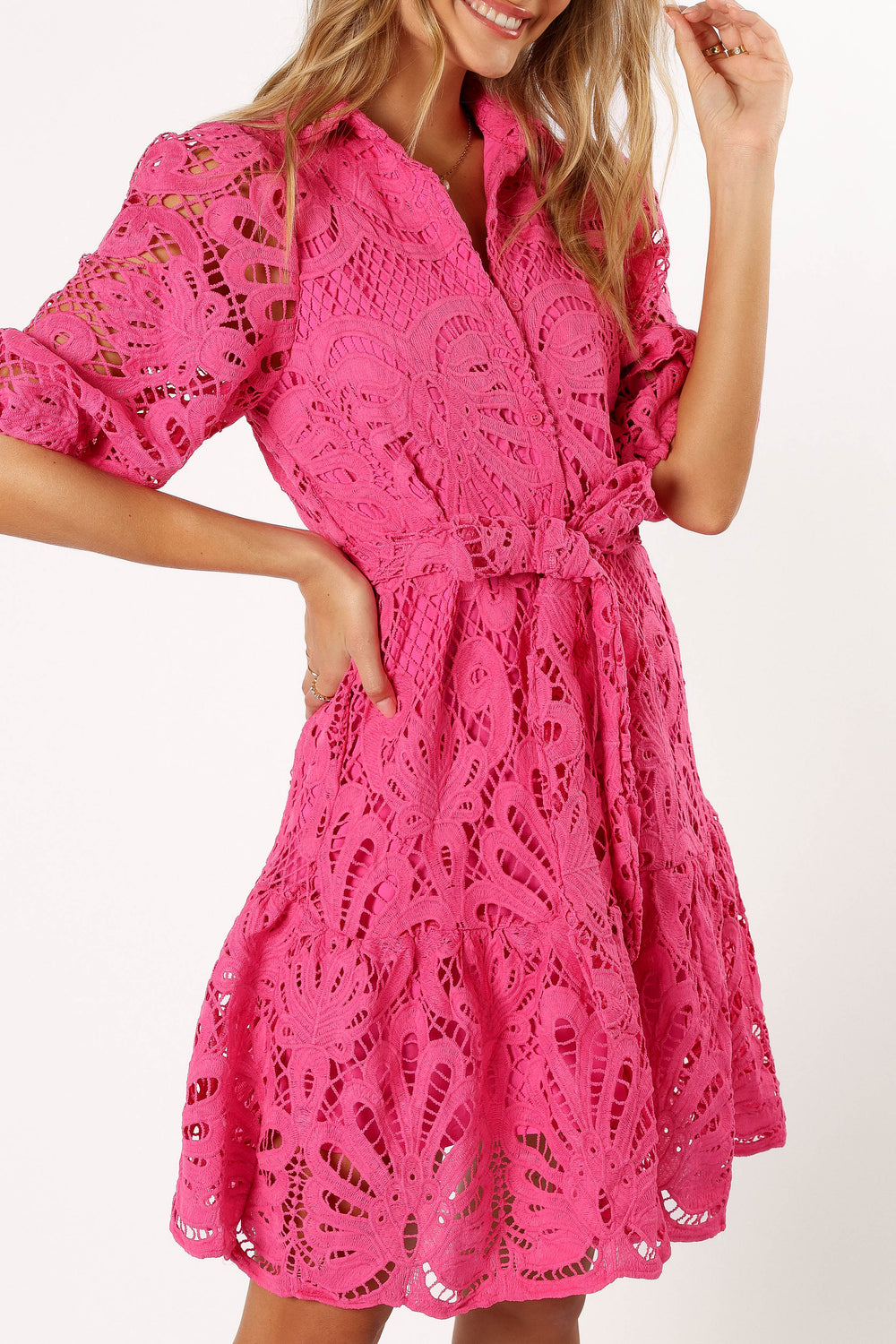 DRESSES @Hartley Long Sleeve Mini Dress - Pink