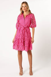 DRESSES @Hartley Long Sleeve Mini Dress - Pink
