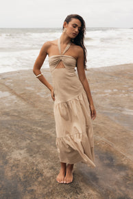 DRESSES Haven Halterneck Maxi Dress - Tan