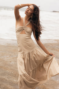 DRESSES Haven Halterneck Maxi Dress - Tan