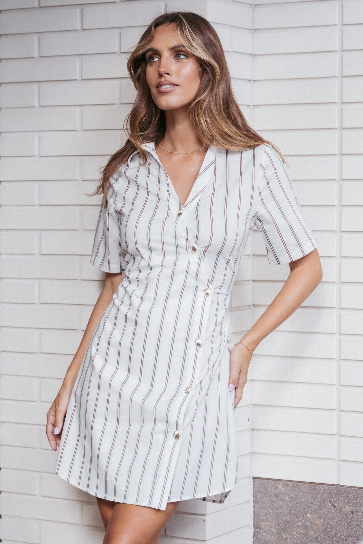 hayes mini dress - Blue Stripe Material:Crinkle Satin Dressed to the Nines Cotton denim fabrication Halter full length wedding dress