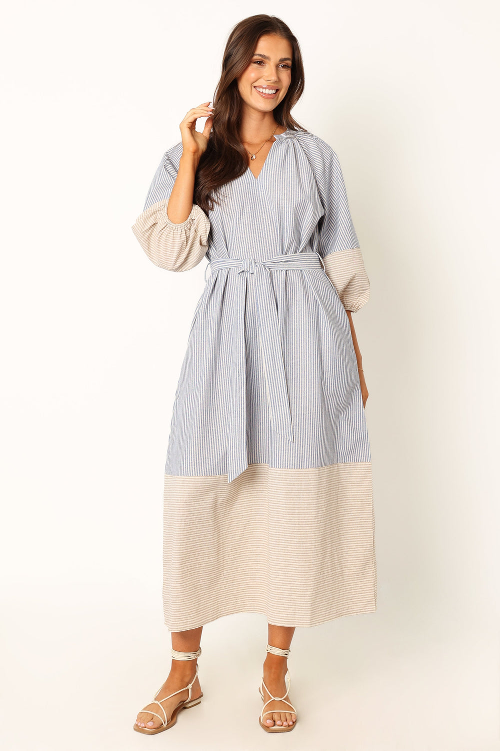 DRESSES @Hazel Longsleeve Midi Dress - Multi Stripe