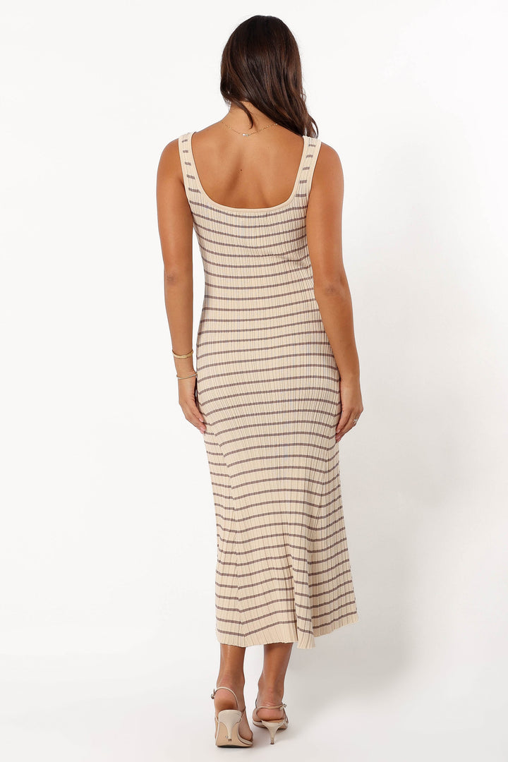 Henry Striped Dress - Cream Mocha - Petal & Pup