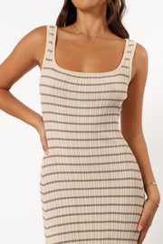 DRESSES @Henry Striped Dress - Cream Mocha (Hold for Cool Beginnings)