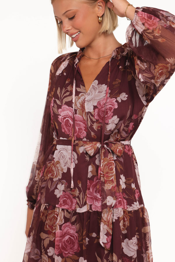 DRESSES Hensely Mini Dress - Burgundy Brandy Bloom