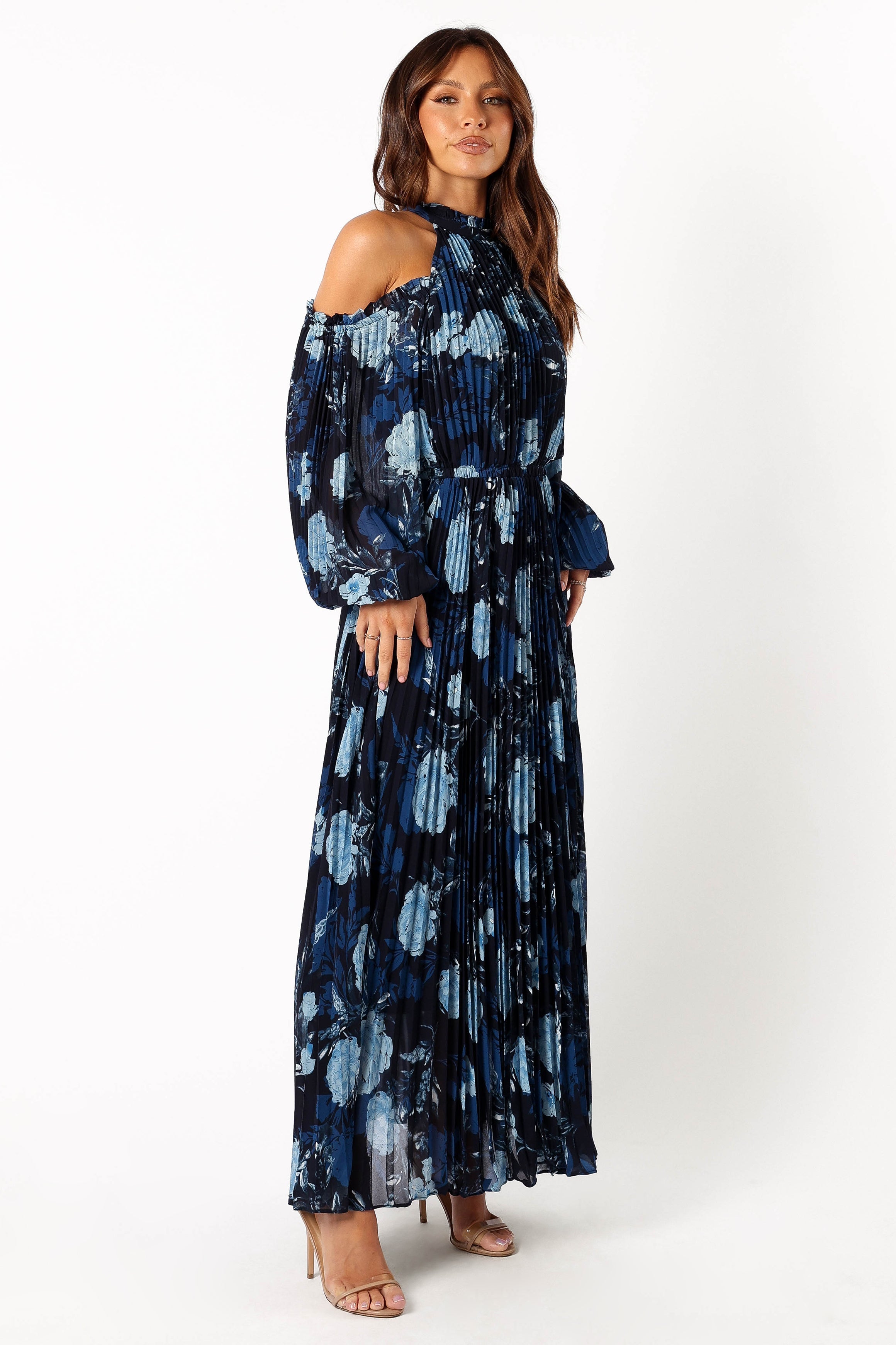 DRESSES @Hilary Pleated Maxi Dress - Blue Floral