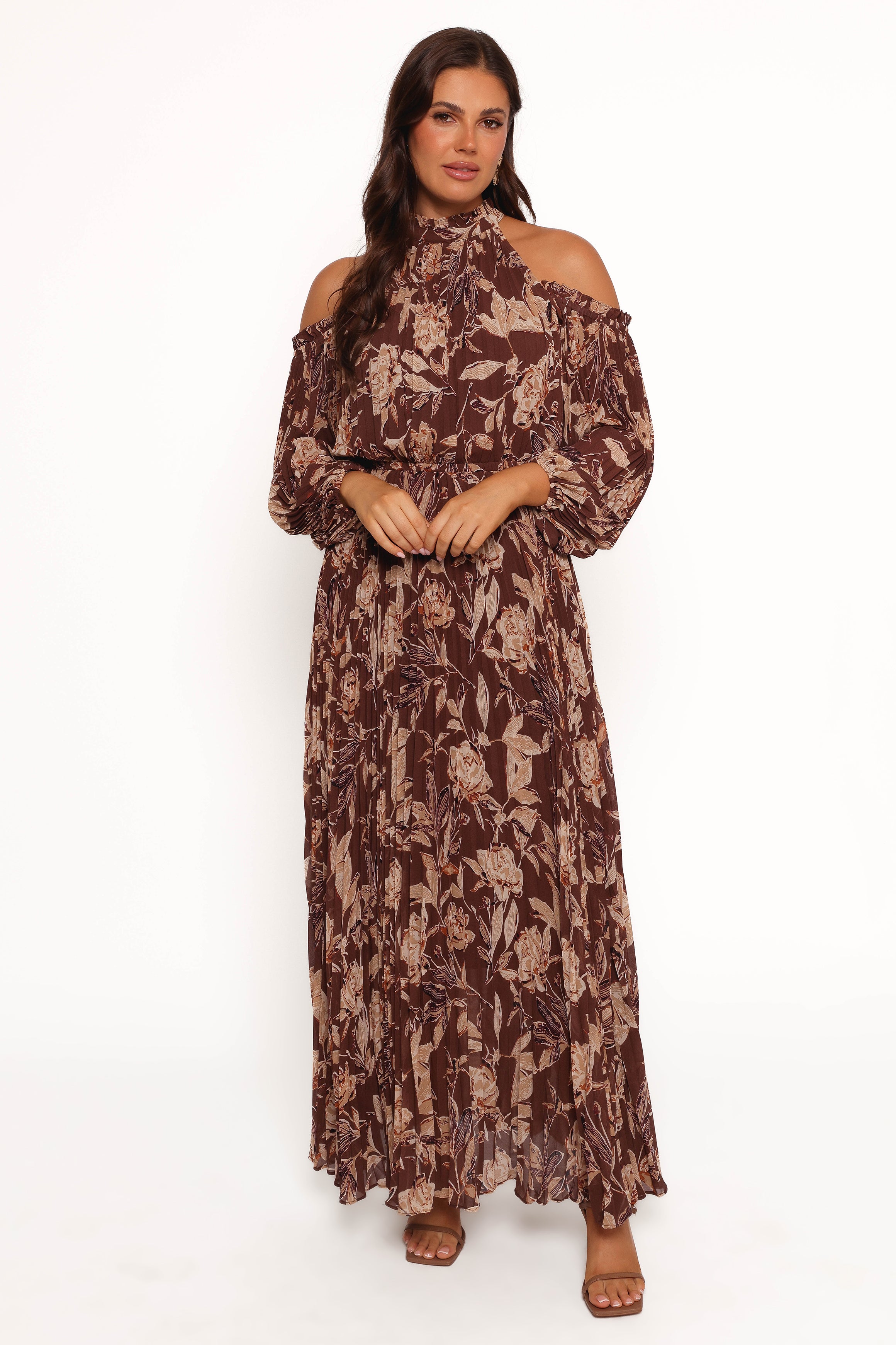 DRESSES Hilary Pleated Maxi Dress - Brown Floral