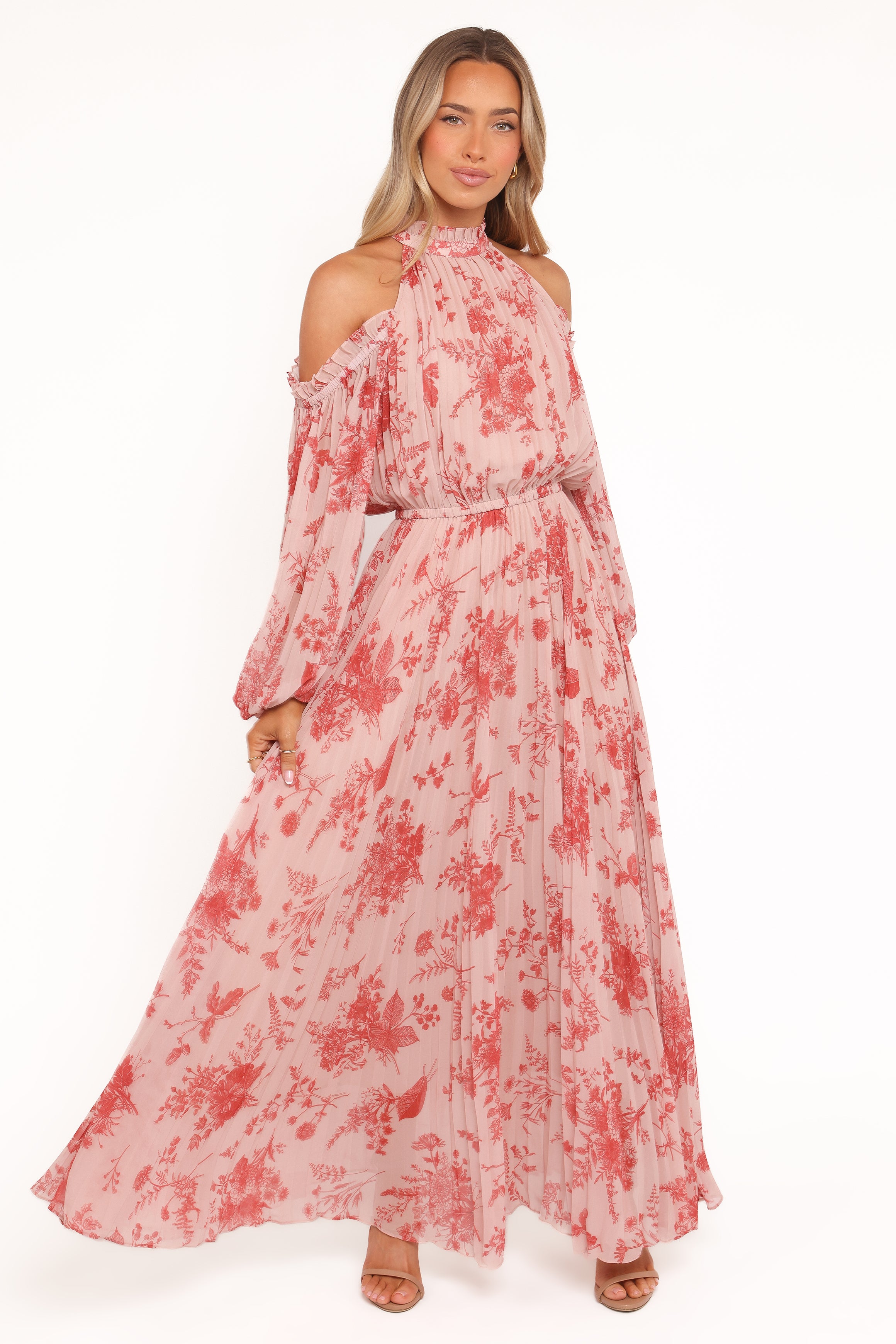 DRESSES Hilary Pleated Maxi Dress - Red Floral
