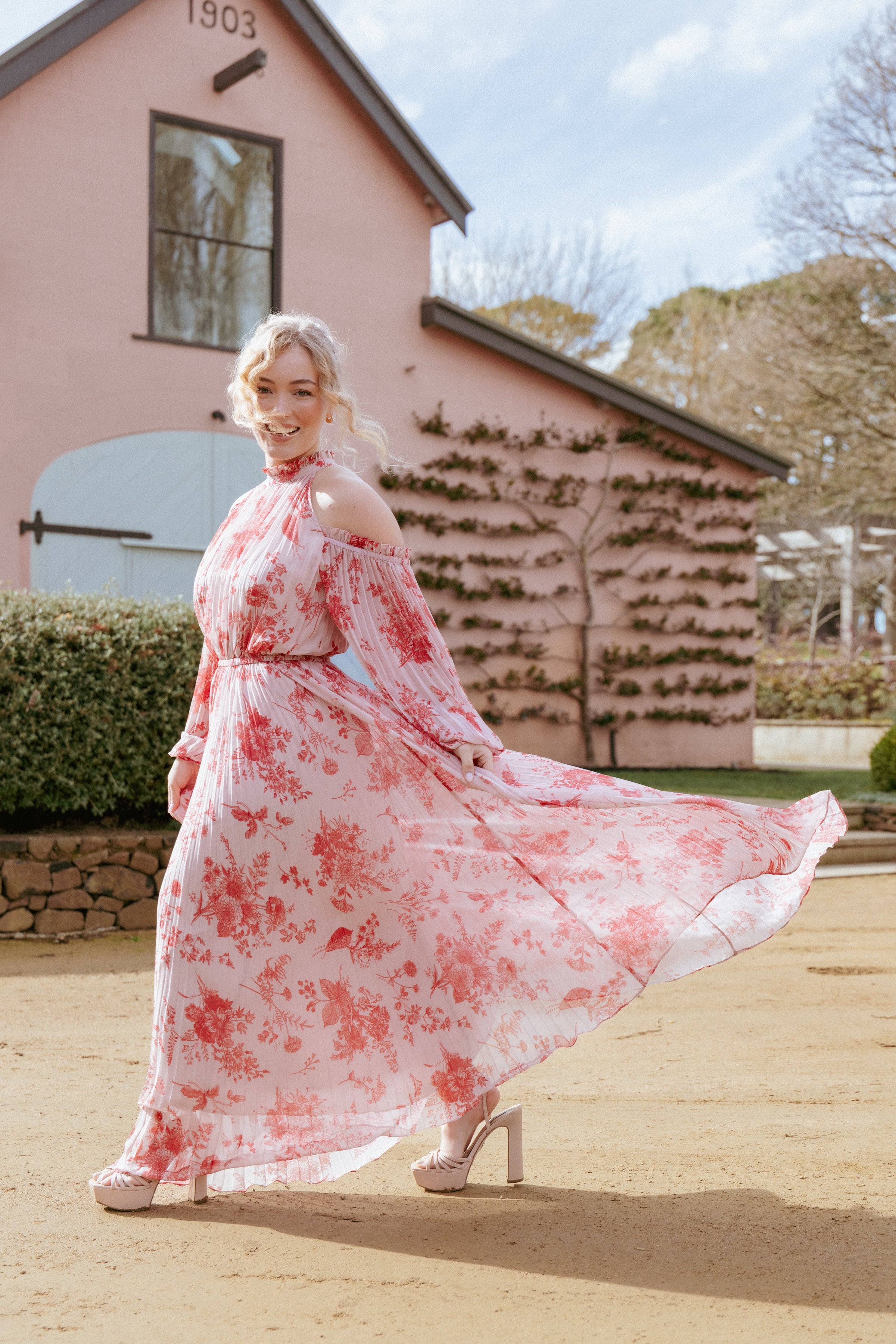 DRESSES Hilary Pleated Maxi Dress - Red Floral