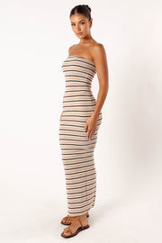 DRESSES @Hunter Strapless Maxi Dress - Cream Stripe