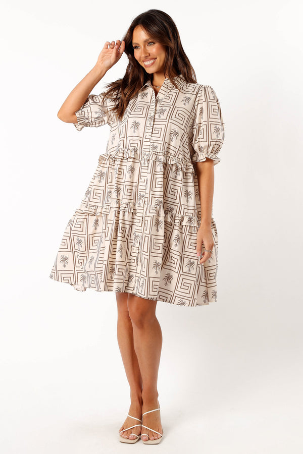 DRESSES @Huntley Mini Dress - Cream Chocolate