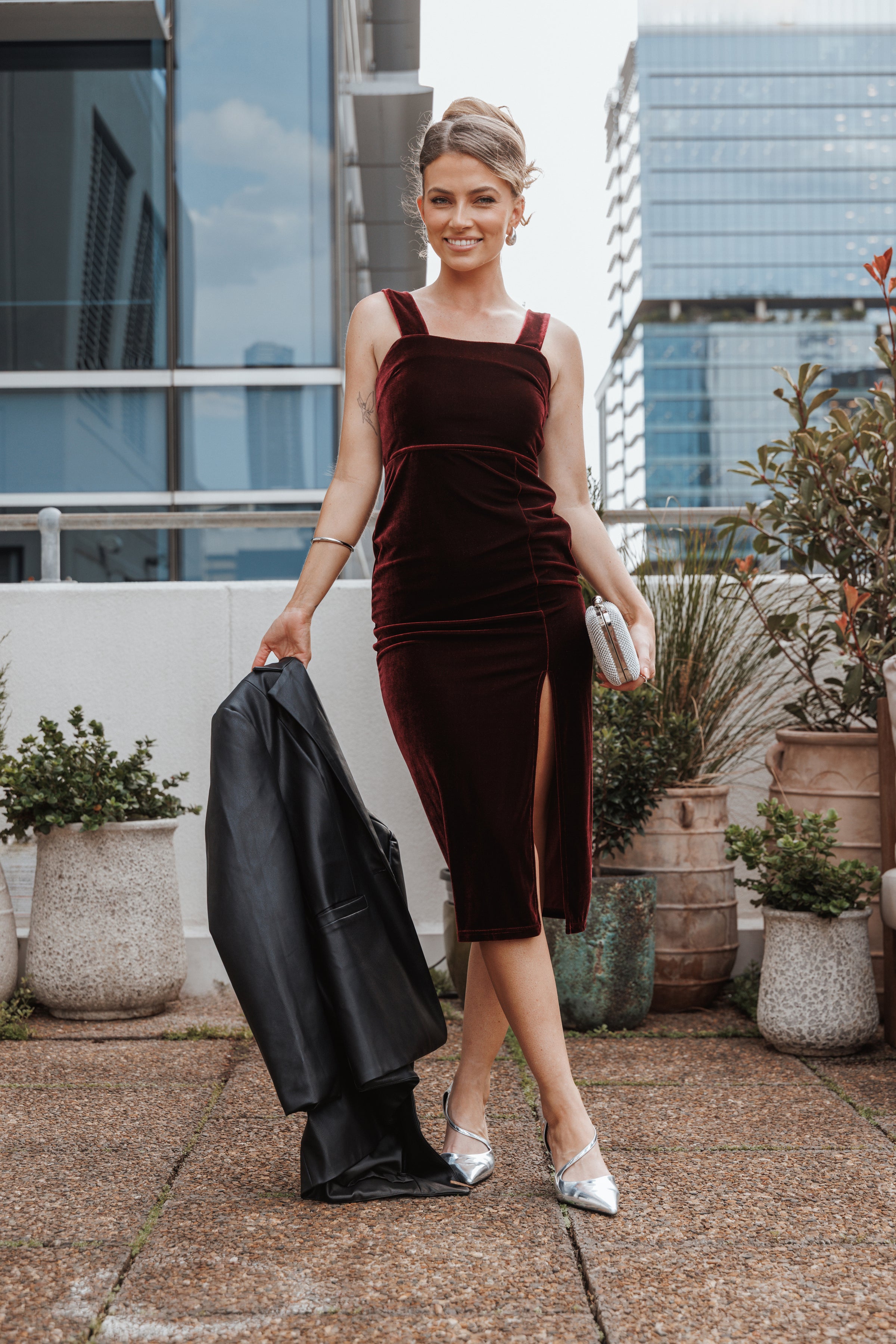 DRESSES Hyatt Velvet Dress - Burgundy
