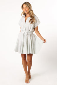 DRESSES @Ilsa Mini Dress - Sage Stripe