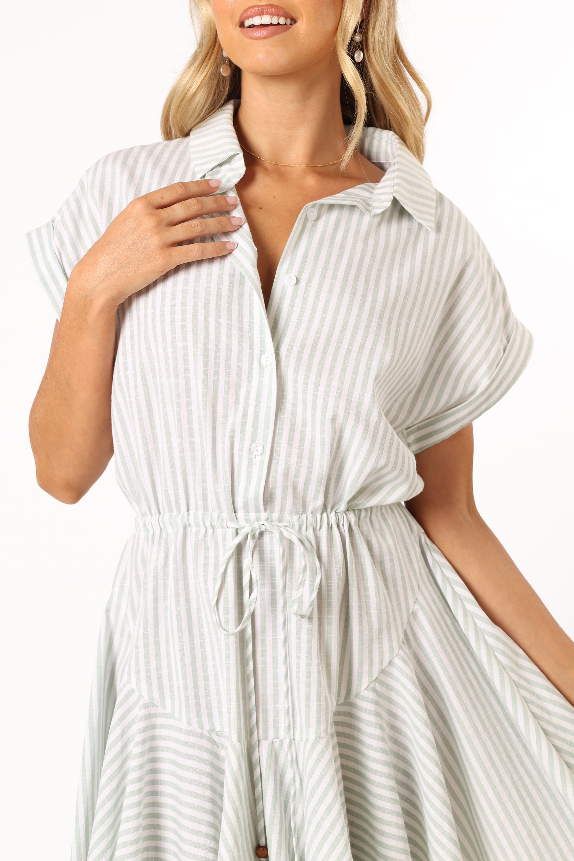 DRESSES @Ilsa Mini Dress - Sage Stripe