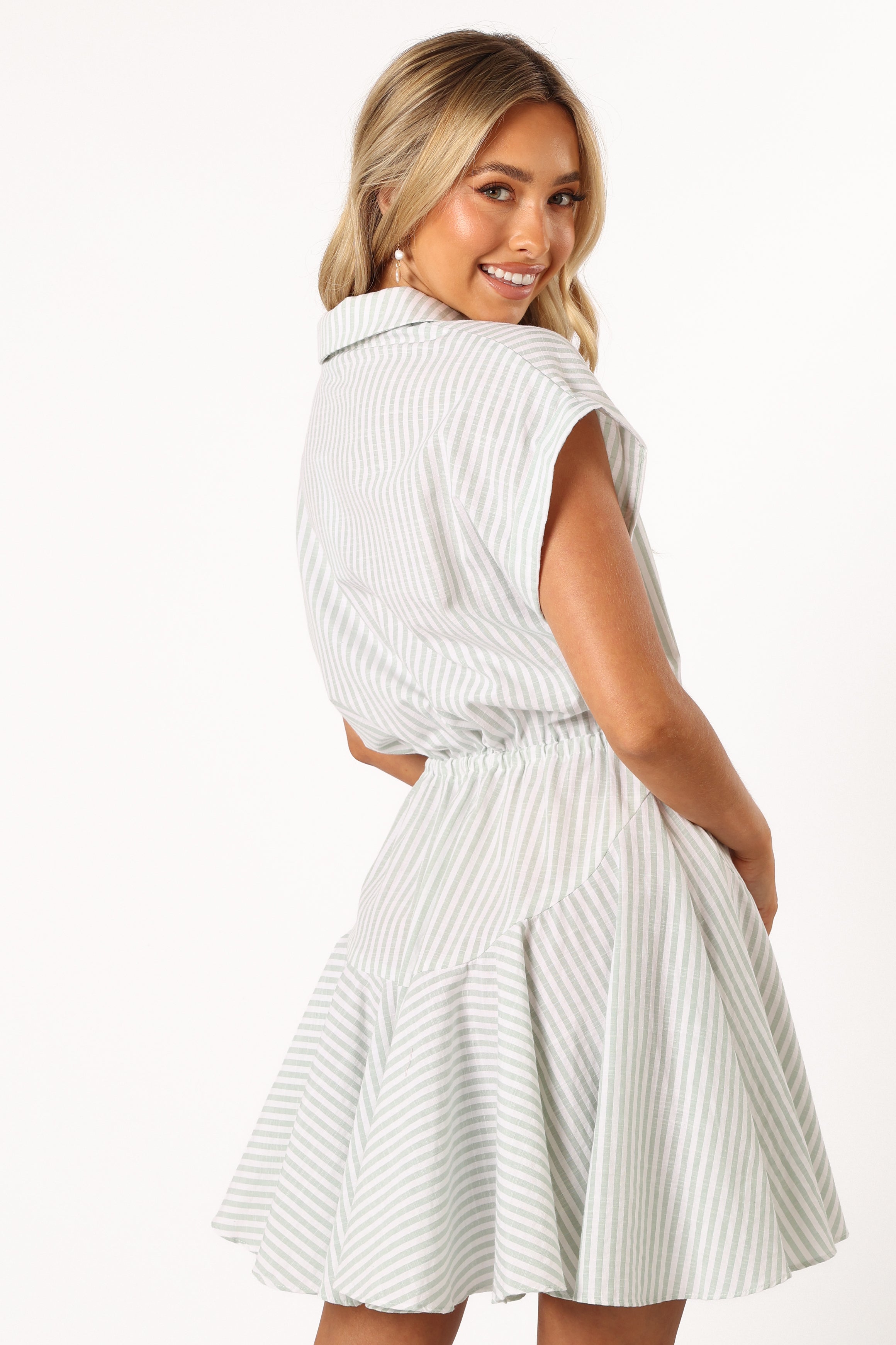 DRESSES @Ilsa Mini Dress - Sage Stripe