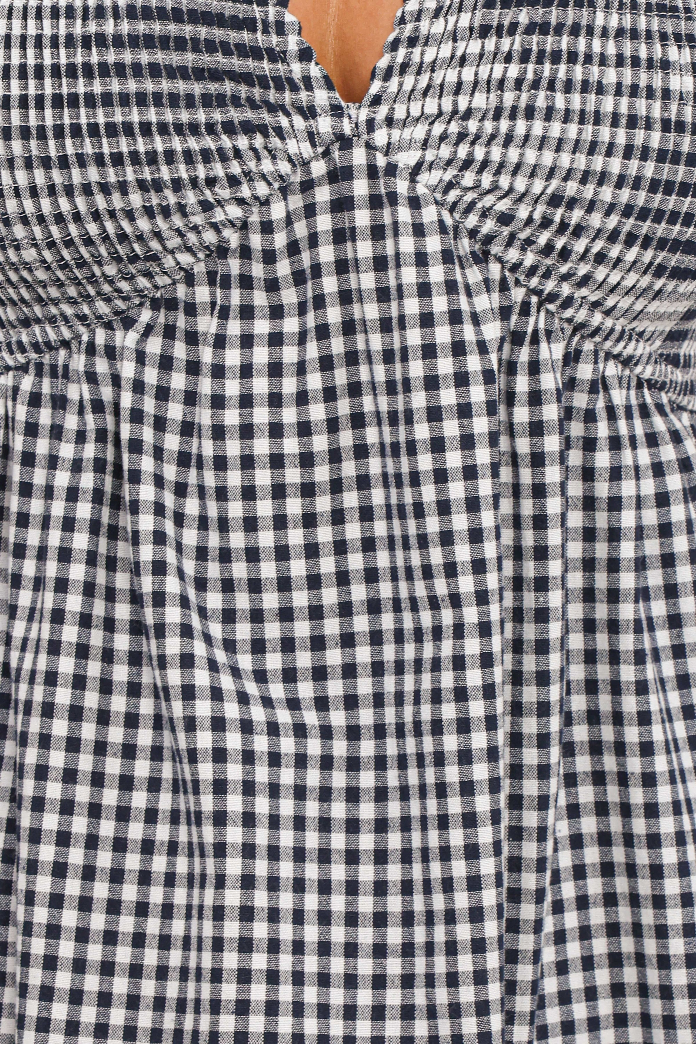 DRESSES Ilyana Short Sleeve Maxi Dress - Navy Gingham